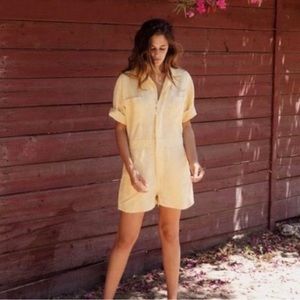 Christy Dawn Utility Romper Jumpsuit in Pastel Yellow Size Medium
